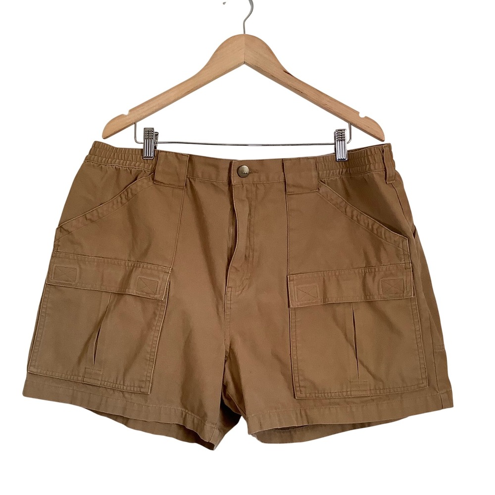 Cabelas Mens Cargo Shorts 42 Tan Brown Cotton Canvas Hiking Outdoor M25ST012